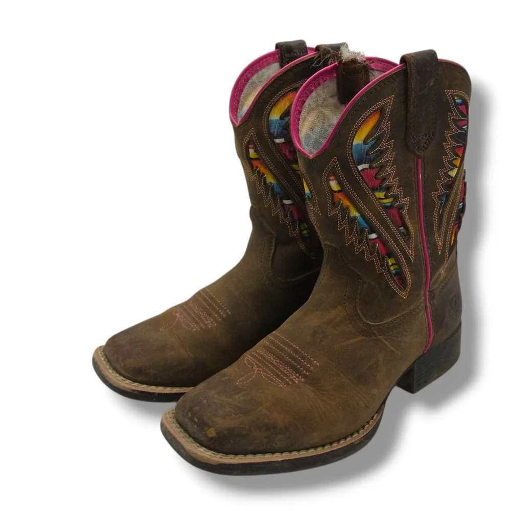 Ariat‎ Quickdraw VentTEK Cowgirl Boots Child 13 Brown Serape 10027306